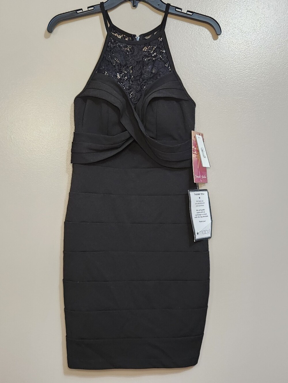 Emerald Sundae Black Lace Halter Bodycon Dress